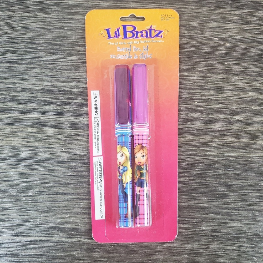 Lil Bratz Pen Set Barrel Pens‎ Pink Blue, 2 Piece NOS